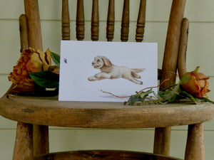 Happy dog watercolour card