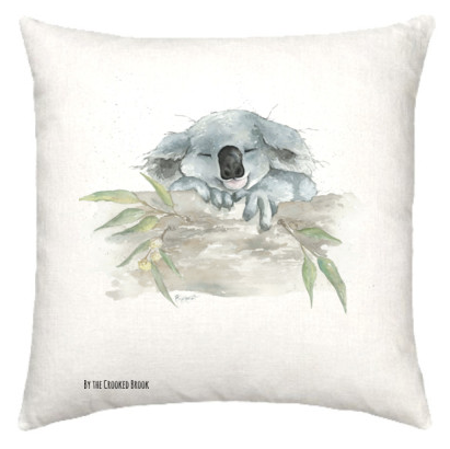 Linen cushion with Australian koala watercolour design